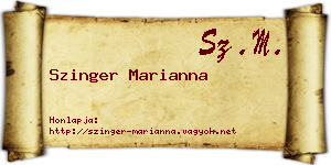 Szinger Marianna névjegykártya